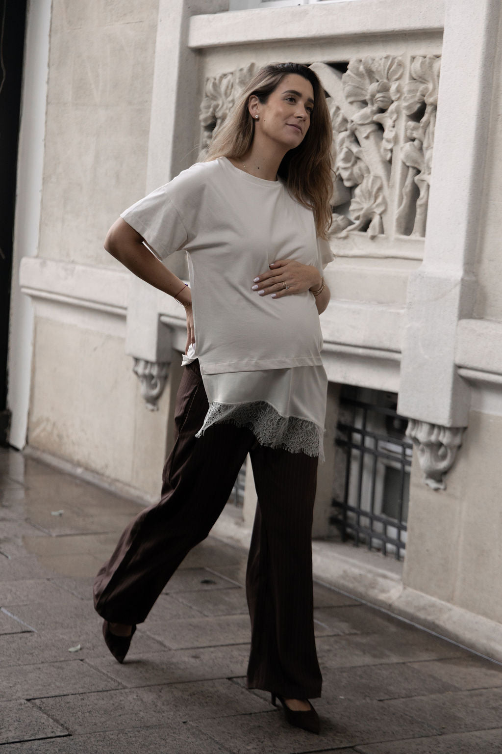 LACE T-SHIRT BEIGE