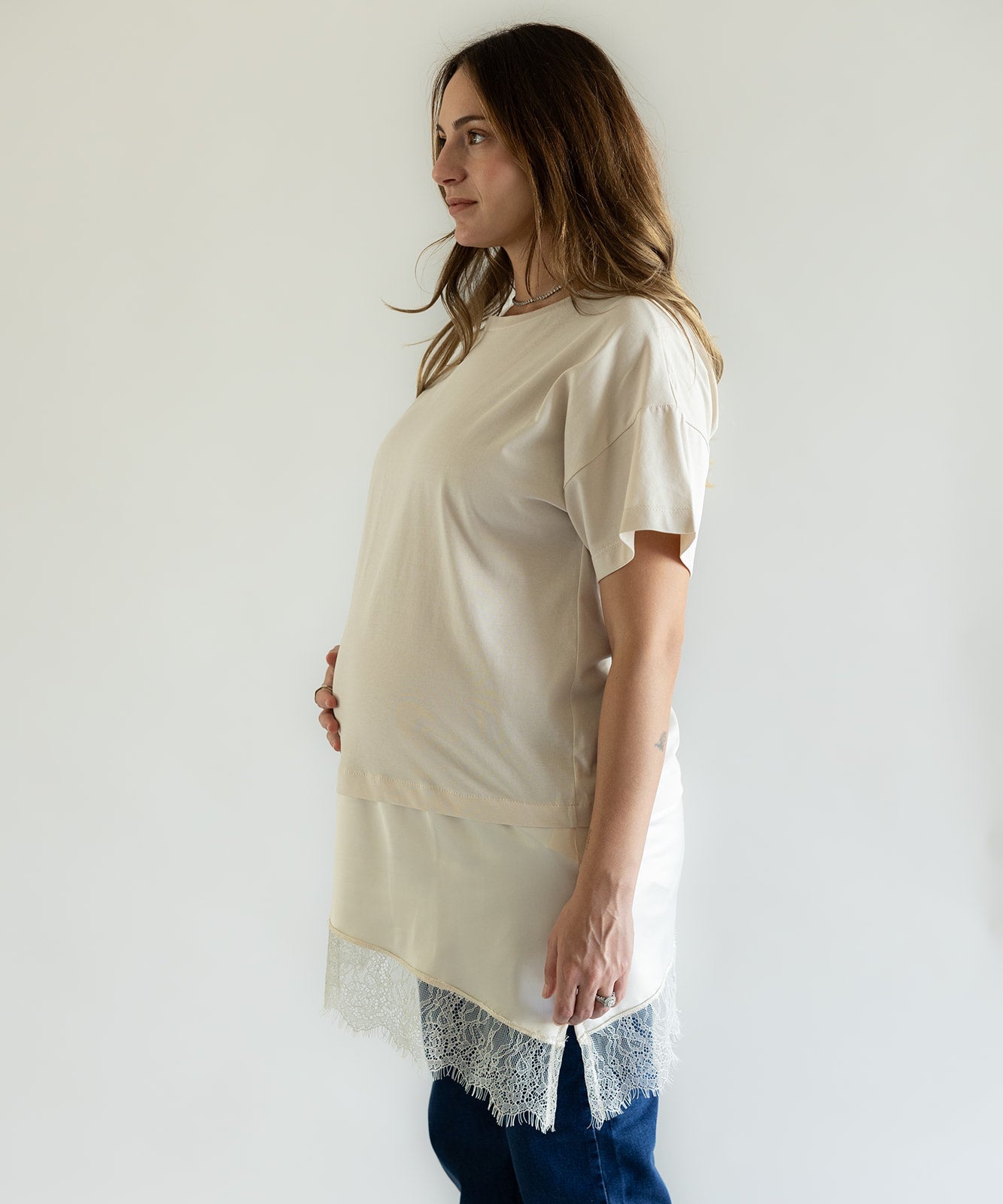 LACE T-SHIRT BEIGE