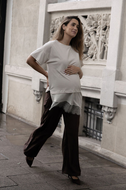 LACE T-SHIRT BEIGE