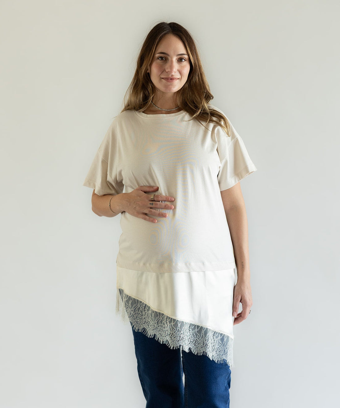 LACE T-SHIRT BEIGE
