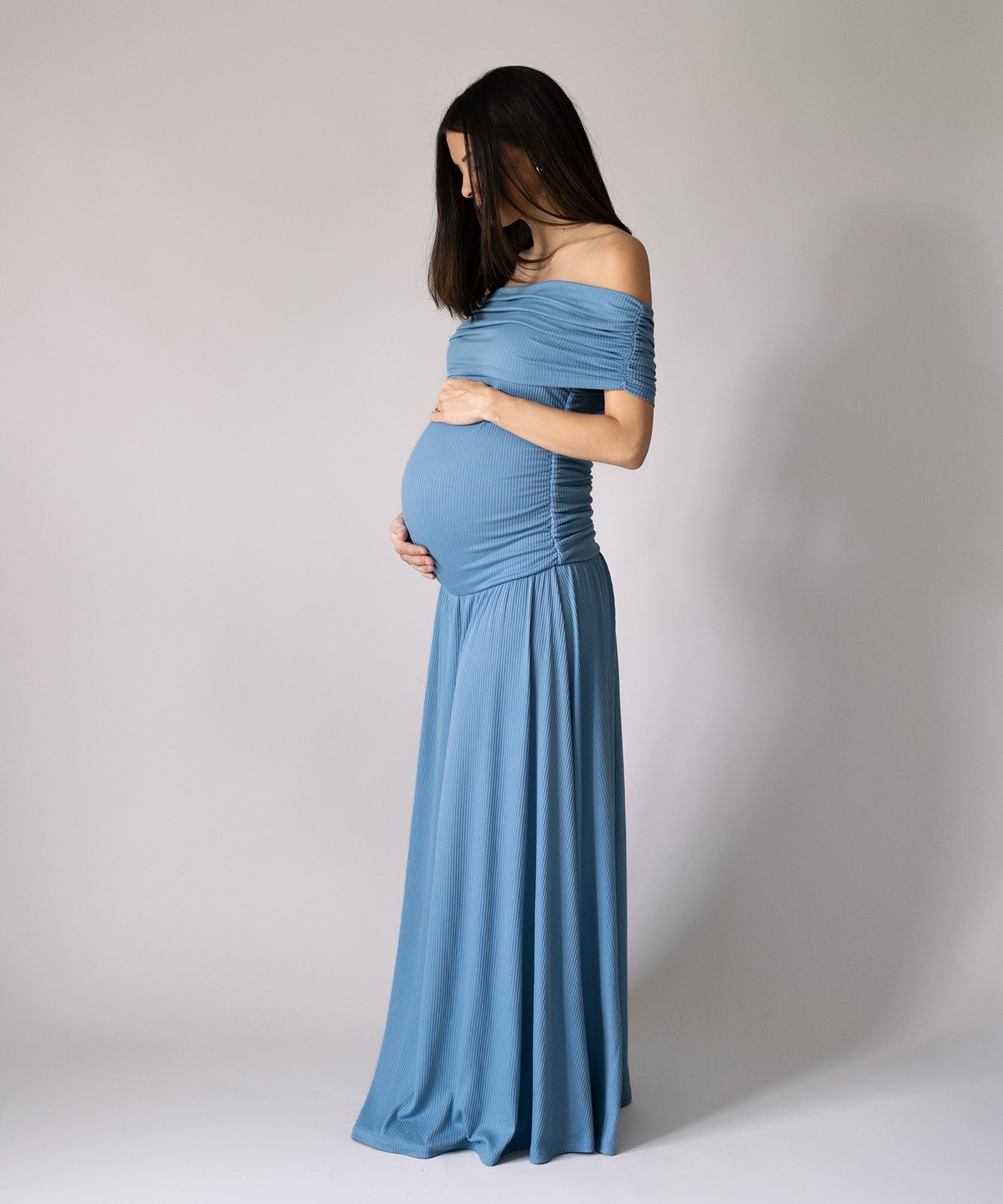 MAXI RIB DRESS BLUE