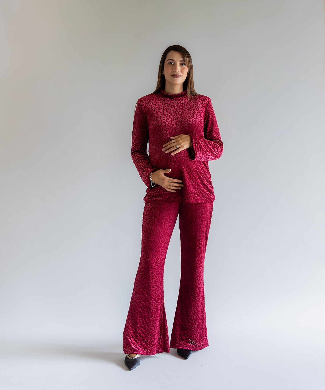 MESH PRINT SET BURGUNDY