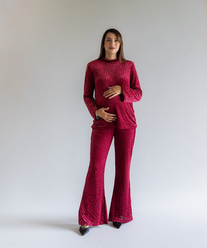 MESH PRINT SET BURGUNDY