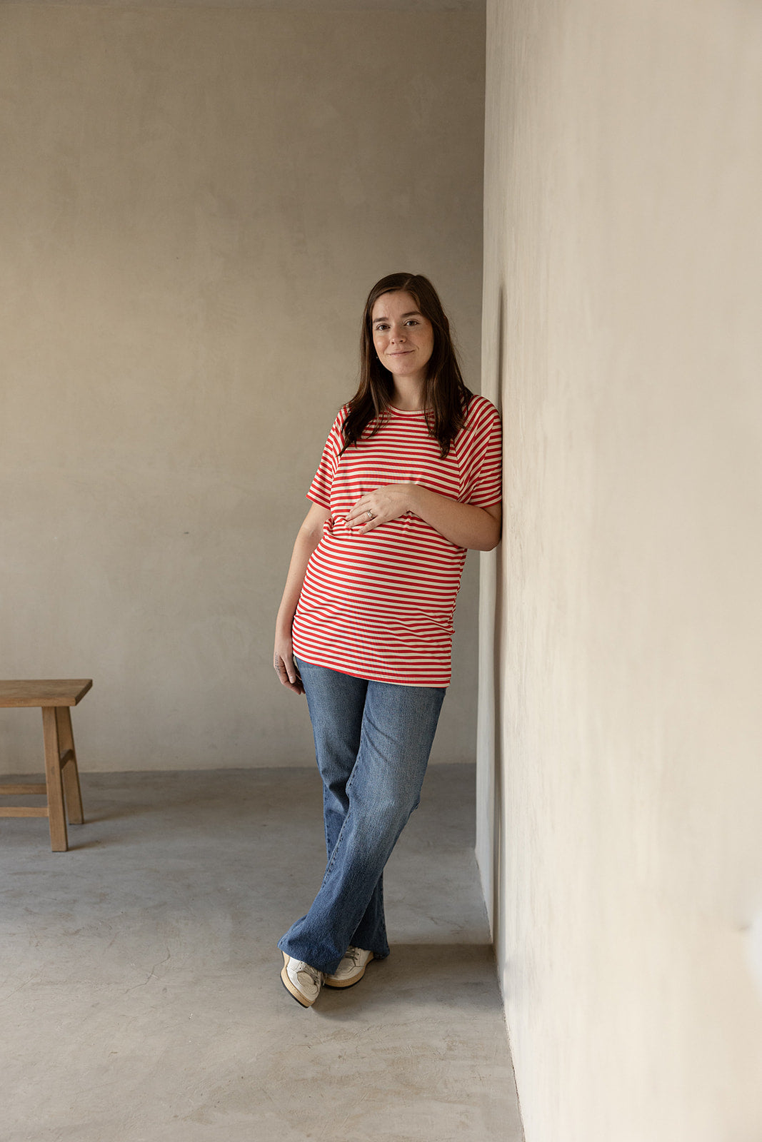 OVERSIZE NURSING T-SHIRT RED STRIPES