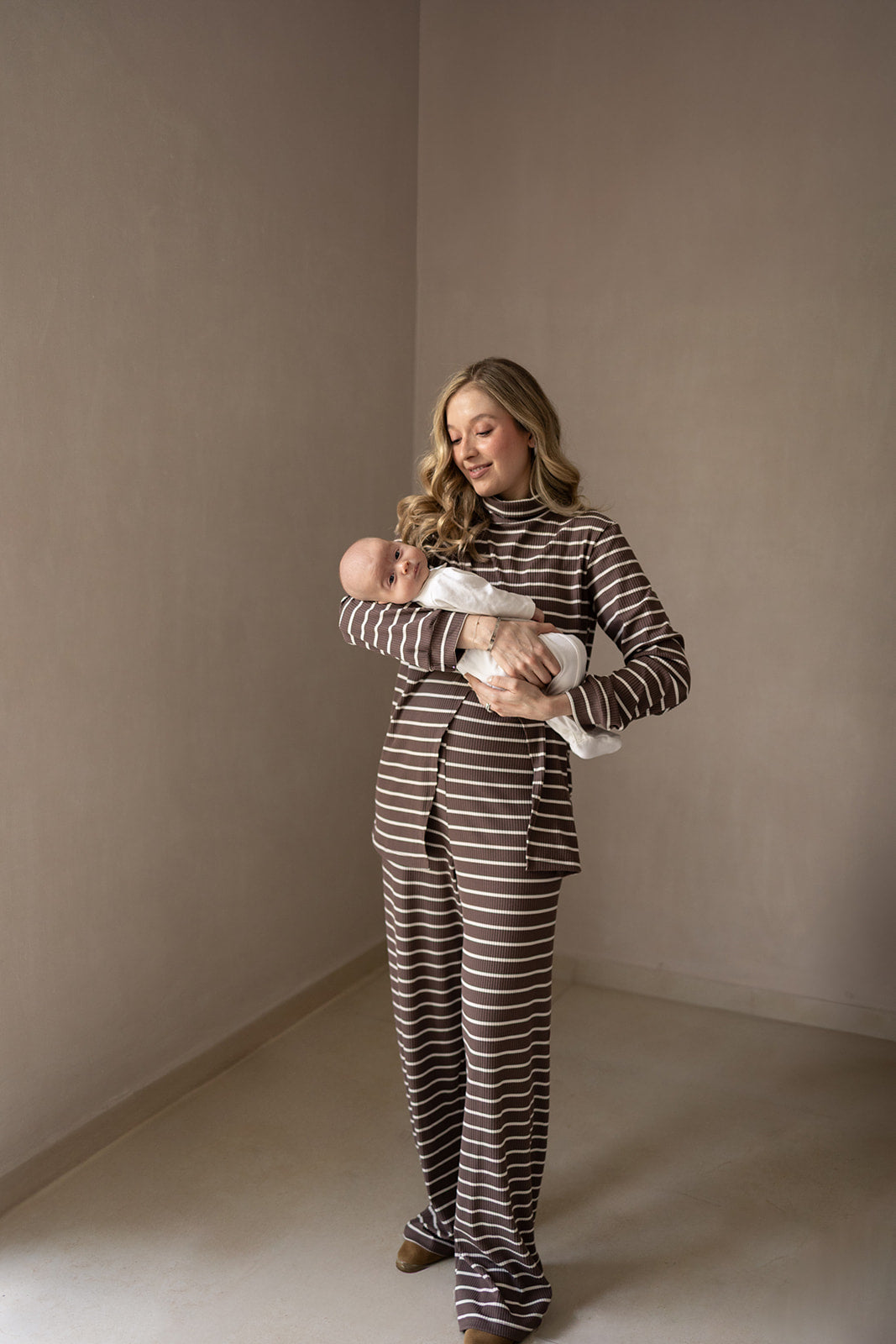 SIMPLE LONG SLEEVE SET BROWN