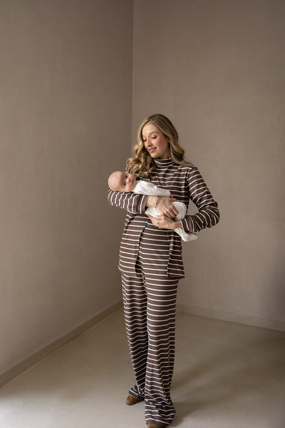 SIMPLE LONG SLEEVE SET BROWN