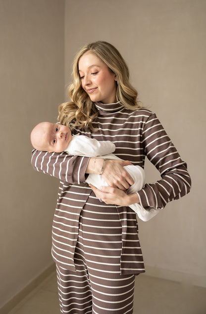 SIMPLE LONG SLEEVE SET BROWN