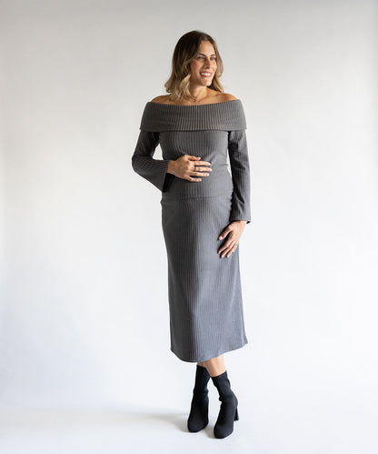 OFF SHOULDER SET GRAY